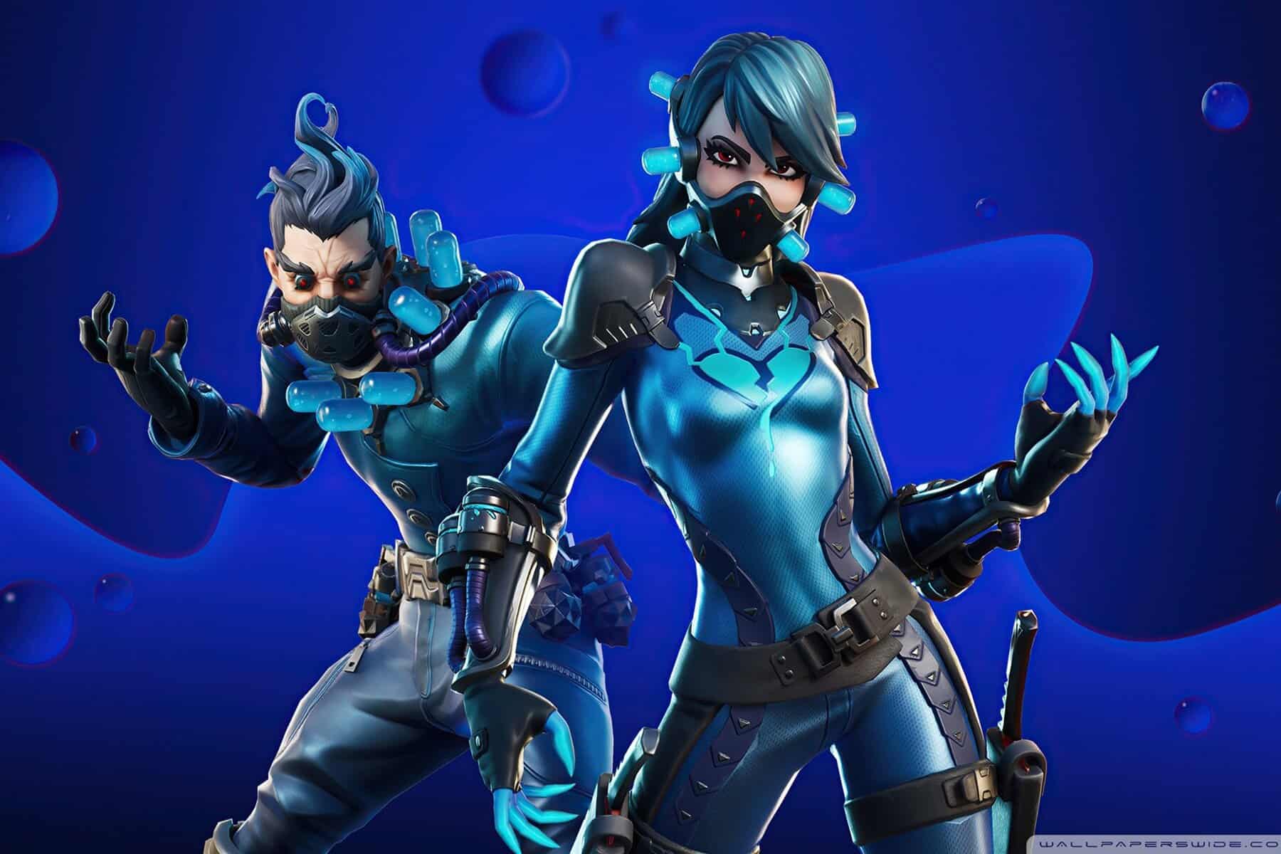 Jugadores de Overwatch con trajes futuristas y armas tecnológicas en una ilustración en tonos azules, promocionando el deporte electrónico y comunidad de gamers en Old School Club.