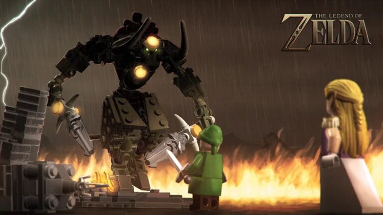 Lego Zelda Ganondorf Ocarina of Time diorama filtrado.