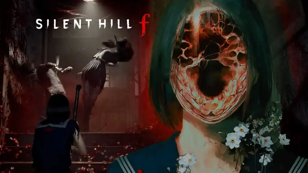 Arte y entorno de SILENT HILL f con estética de horror y folclore