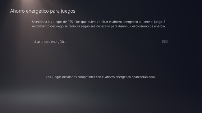 Ahorro energético para juegos PS5