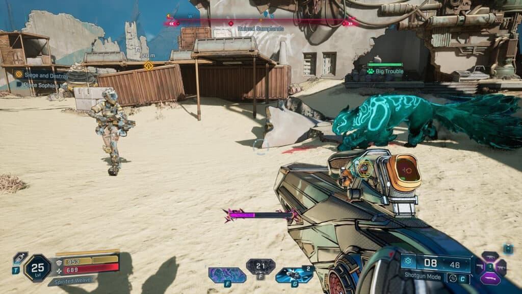 Vex y su compañero Trouble en Borderlands 4, la mejor build Siren.