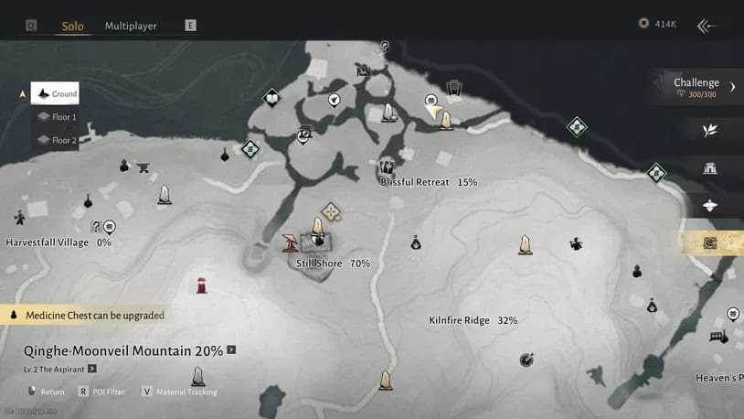 guía Where Winds Meet exploración del mapa