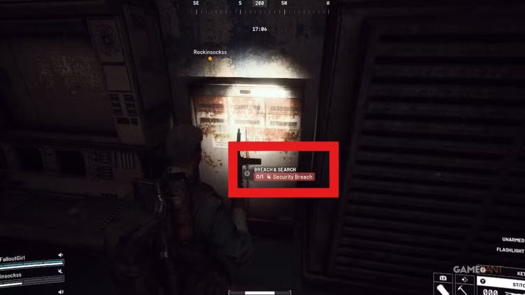 Security Breach Lockers en Dam Battlegrounds, sala subterránea con pizarra blanca y marcadores púrpura.