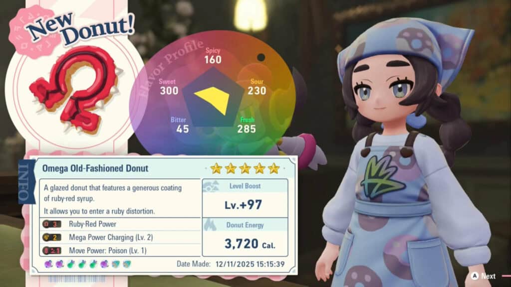 Omega Old-Fashioned Donut en Pokemon Legends: Z-A