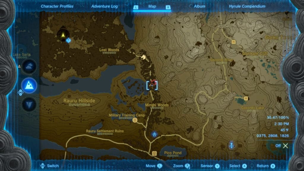 bosque perdido en Zelda