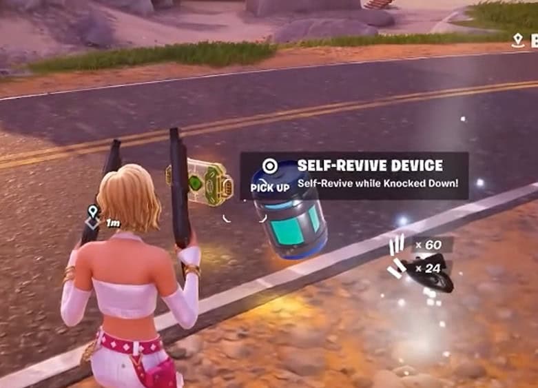 Self revive en Fortnite proceso de auto-revivir durante el derribo.