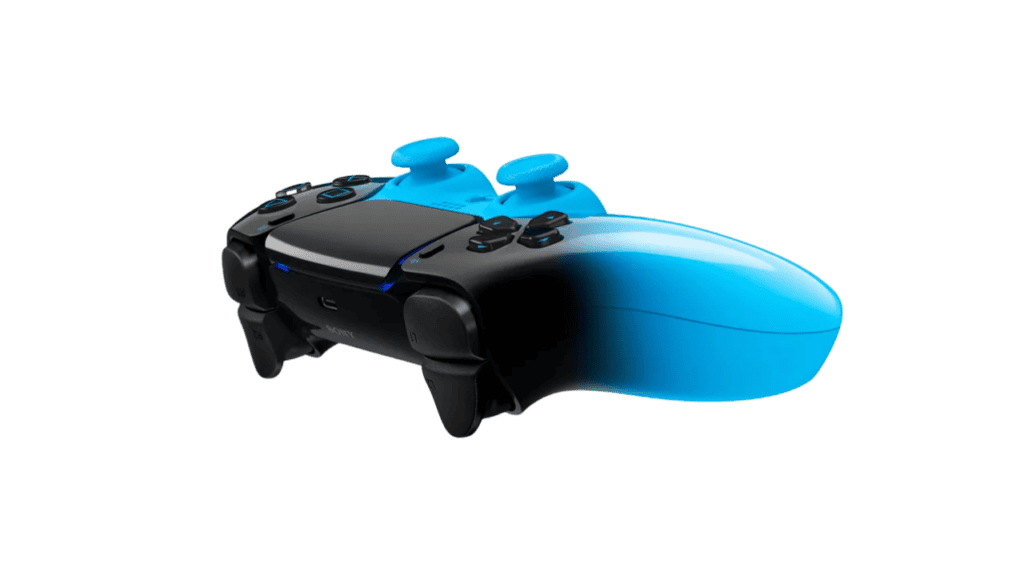 Mandos DualSense y cubiertas de consola de la Colección Hyperpop en colores azul