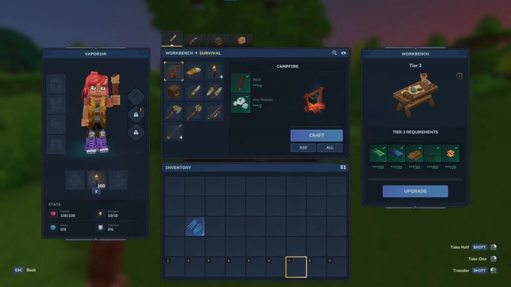 Mesa de crafteo en Hytale