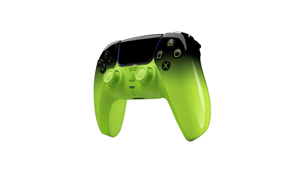 Mandos DualSense y cubiertas de consola de la Colección Hyperpop en colores verde