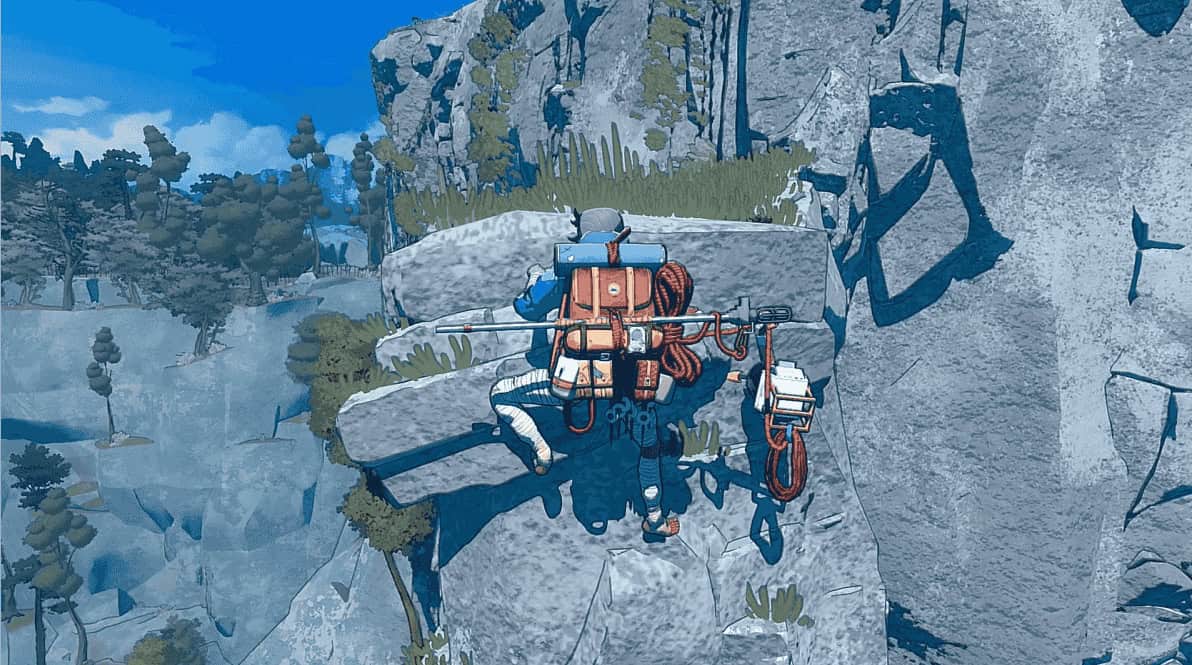 Guía de Cairn mostrando a Aava perdiendo equilibrio por mala postura durante la escalada