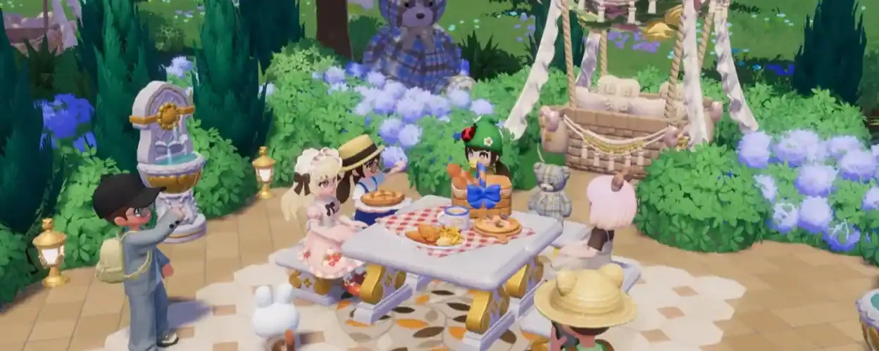 Naniwa en Garden Street explicando cómo atrapar todos los insectos en Heartopia