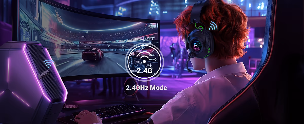Krysenix 2.4 GHz Wireless — Juega toda la semana sin cargar el headset