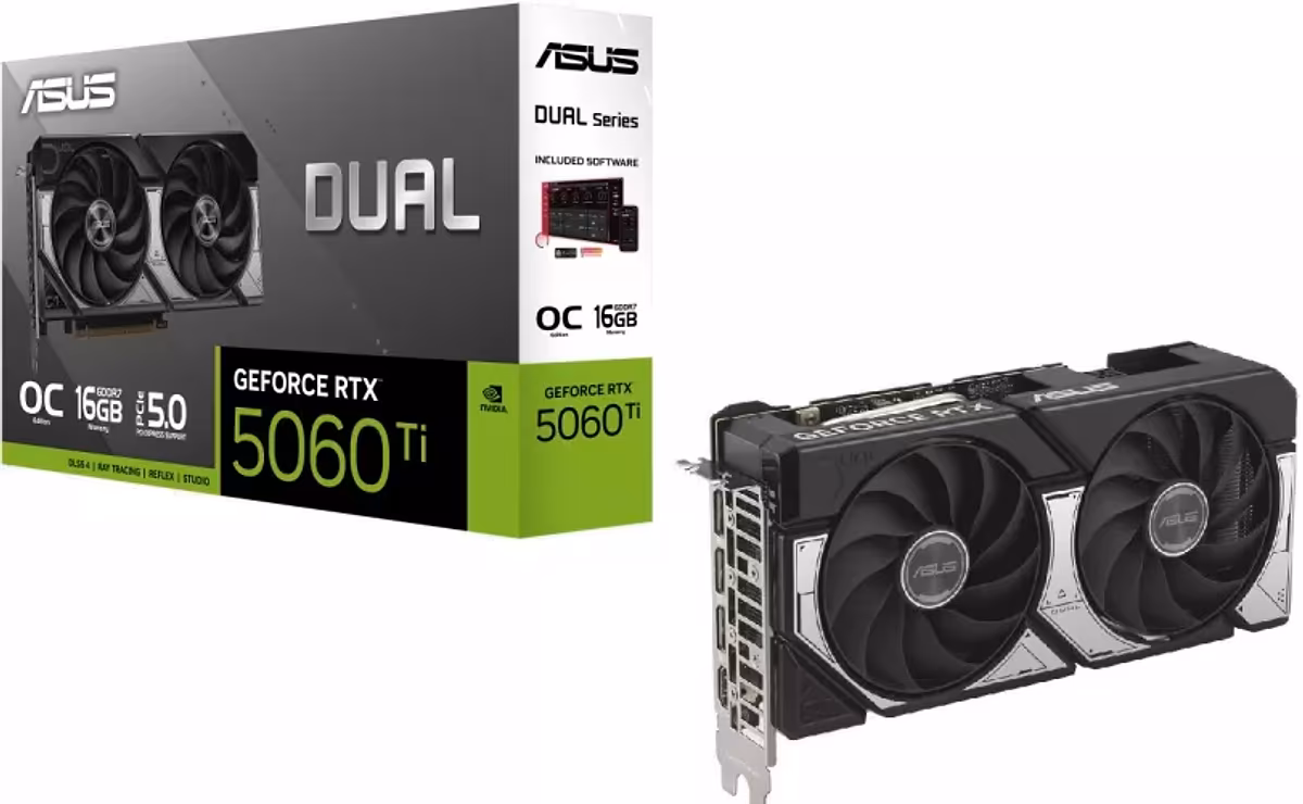ASUS Dual GeForce RTX 5060 Ti 16GB GDDR7 OC — 16GB de GDDR7 para no cambiar de GPU en años