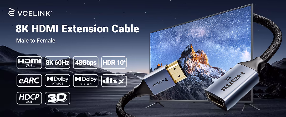 VCELINK 8K Short HDMI Extender — El salvavidas para conexiones detrás del televisor